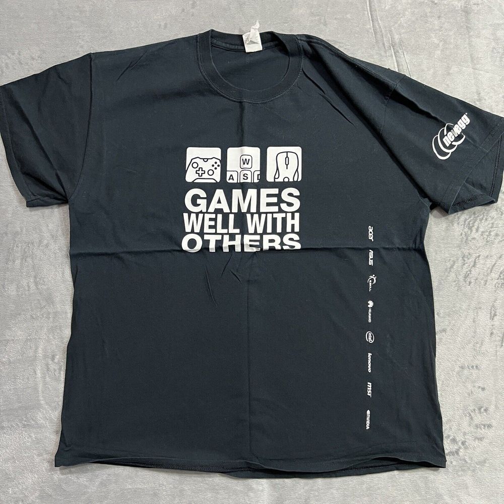 PC Gaming Newegg T Shirt XL Black Games Well With Others‎ Nvidia Asus MSI Gamer